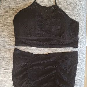 Torrid black crochet two piece swimsuit